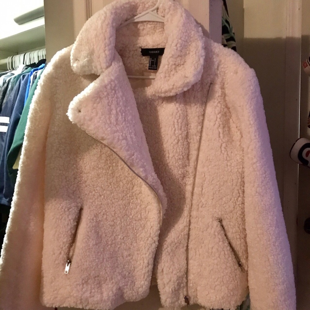 Teddy Ivory Moto Style Jacket - Picture 2 of 4
